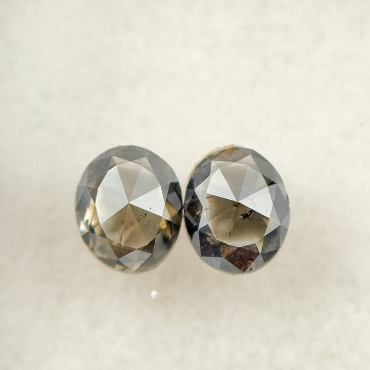0.62 Ct Oval Rose Cut Grey Natural Salt and Pepper Diamond