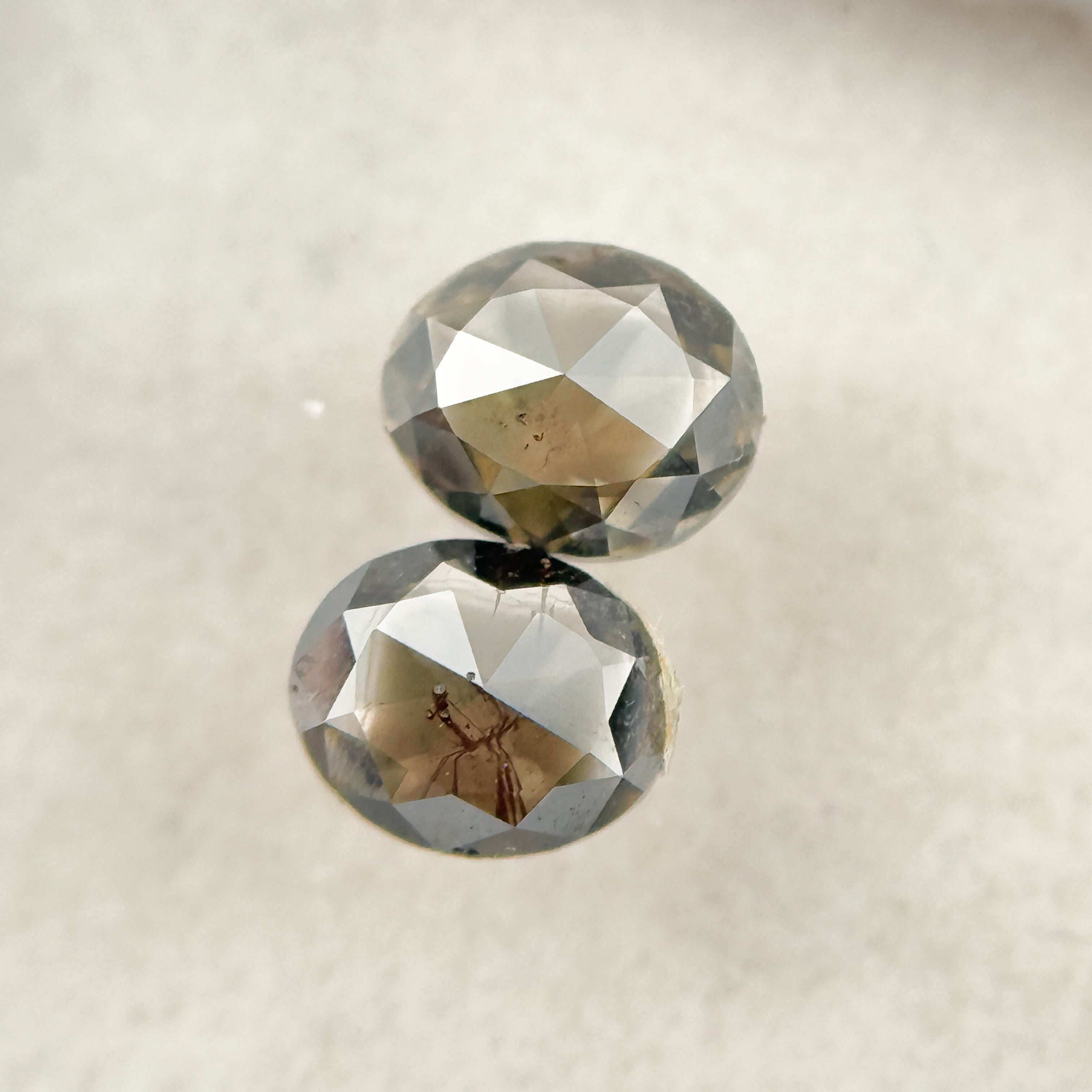 0.62 Ct Oval Rose Cut Grey Natural Salt and Pepper Diamond
