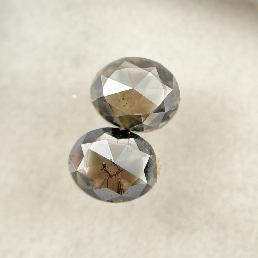 0.62 Ct Oval Rose Cut Grey Natural Salt and Pepper Diamond