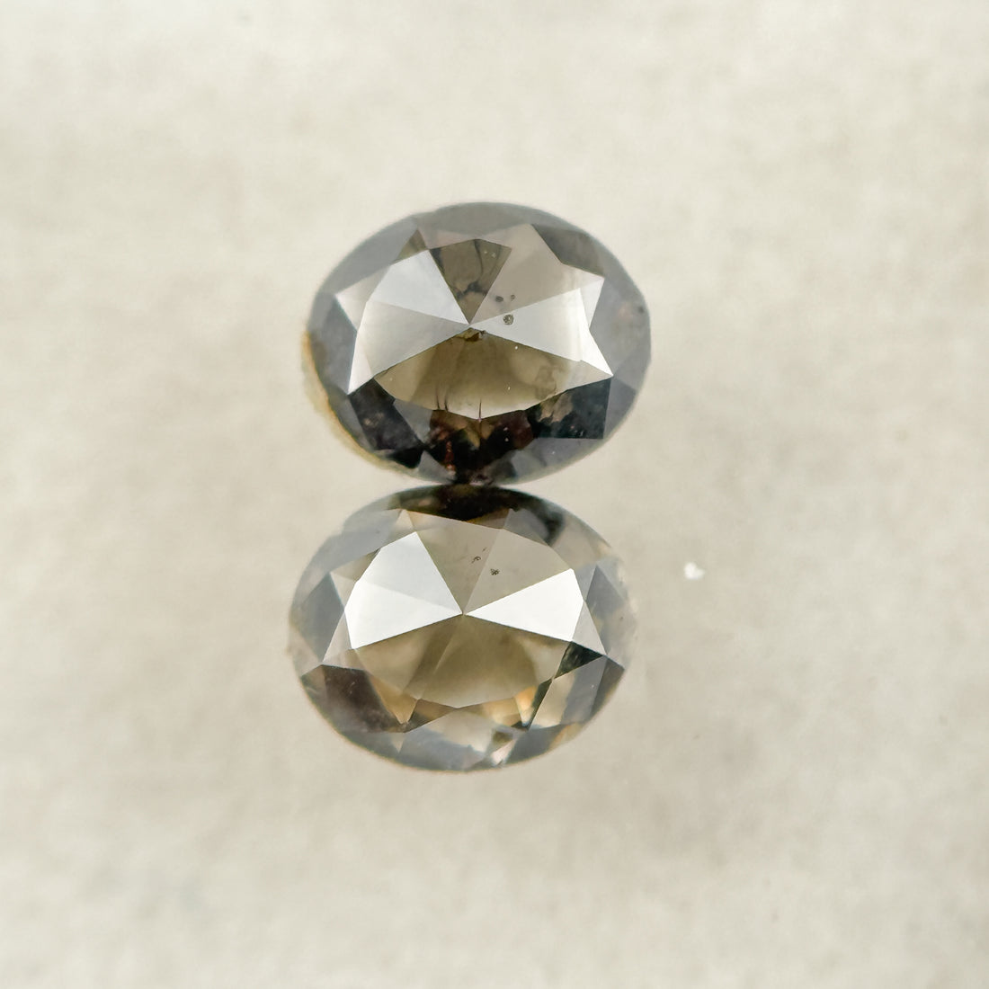 0.62 Ct Oval Rose Cut Grey Natural Salt and Pepper Diamond