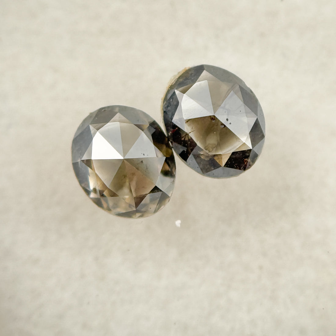 0.62 Ct Oval Rose Cut Grey Natural Salt and Pepper Diamond
