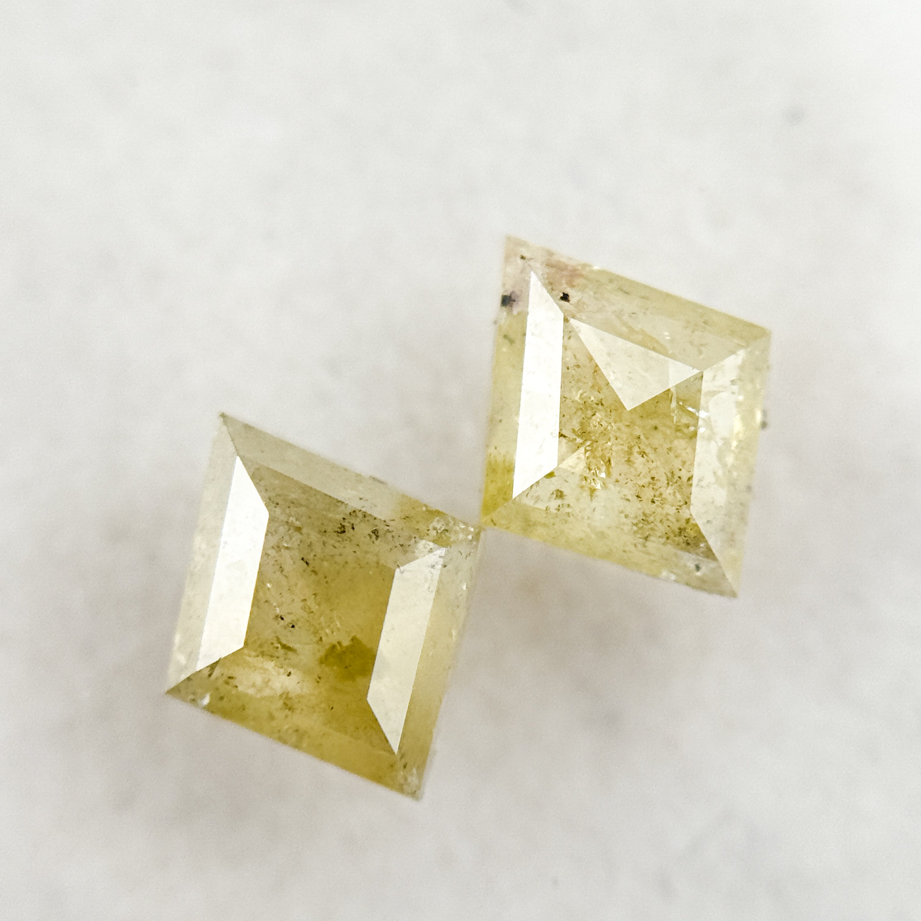 1.81 Ct Square Kite Rose Cut Yellow Natural Salt and Pepper Diamond