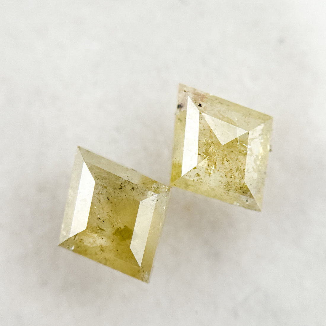 1.81 Ct Square Kite Rose Cut Yellow Natural Salt and Pepper Diamond
