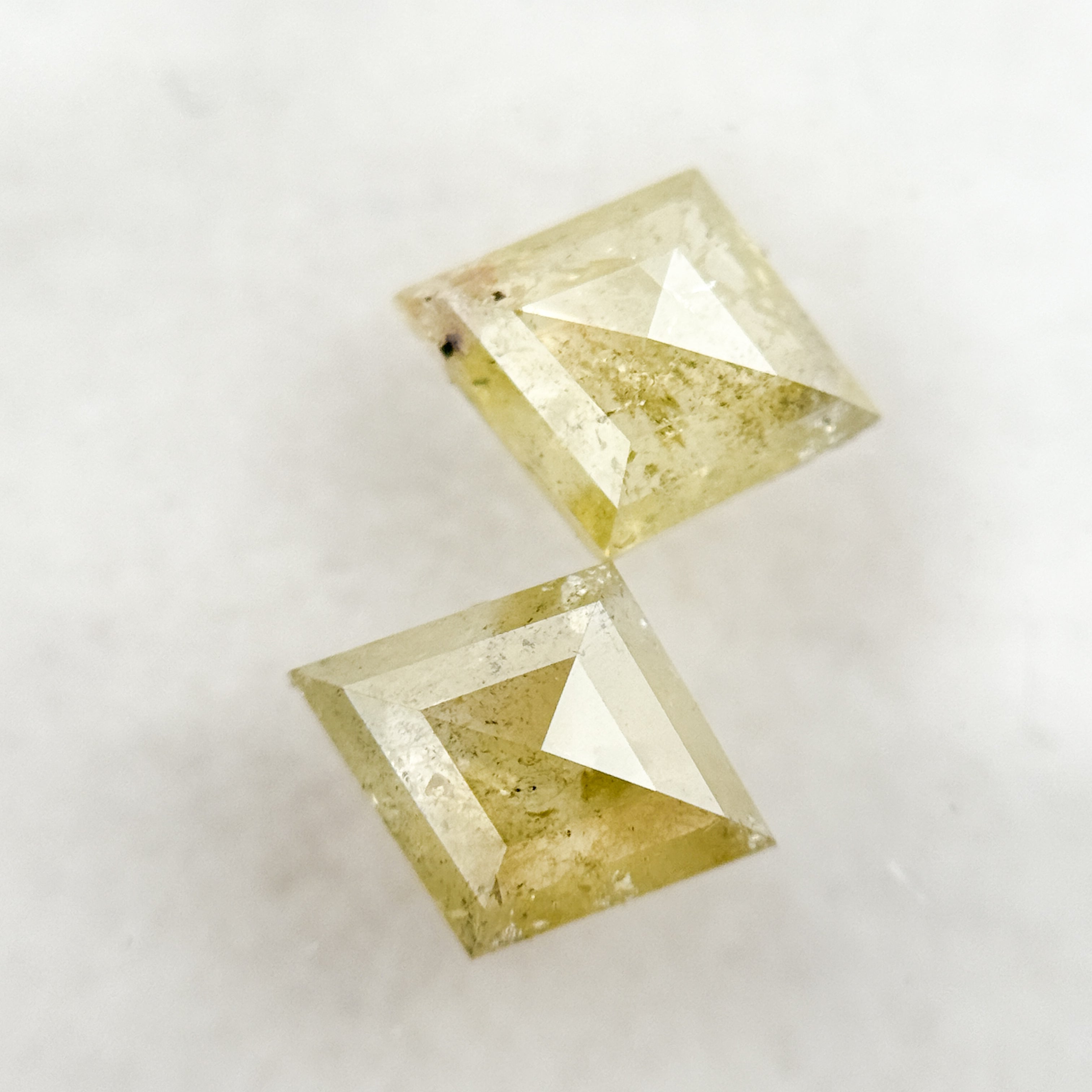 1.81 Ct Square Kite Rose Cut Yellow Natural Salt and Pepper Diamond