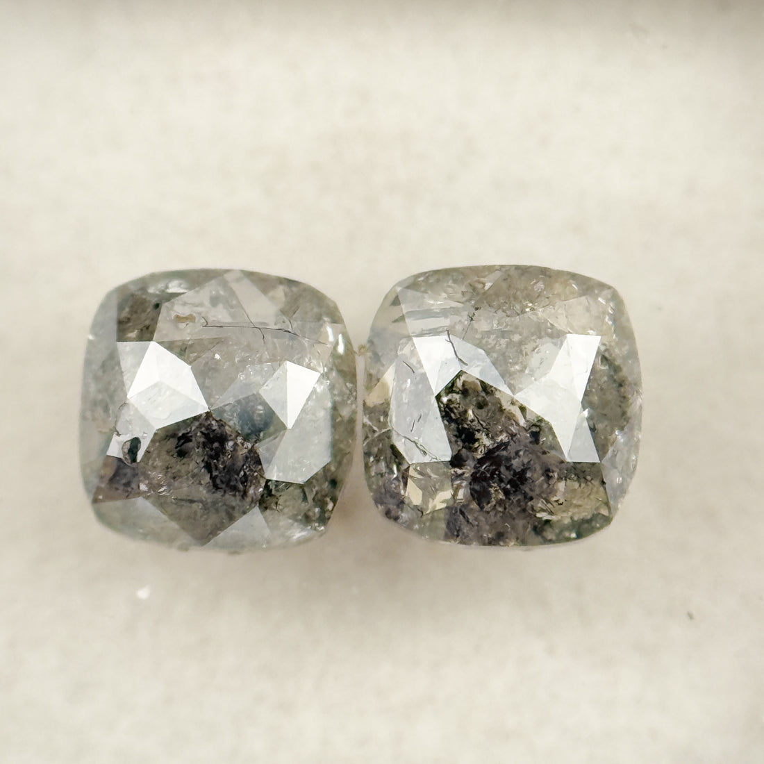 1.47 Ct Cushion Rose Cut Grey Natural Salt and Pepper Diamond