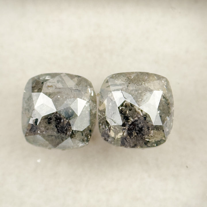 1.47 Ct Cushion Rose Cut Grey Natural Salt and Pepper Diamond