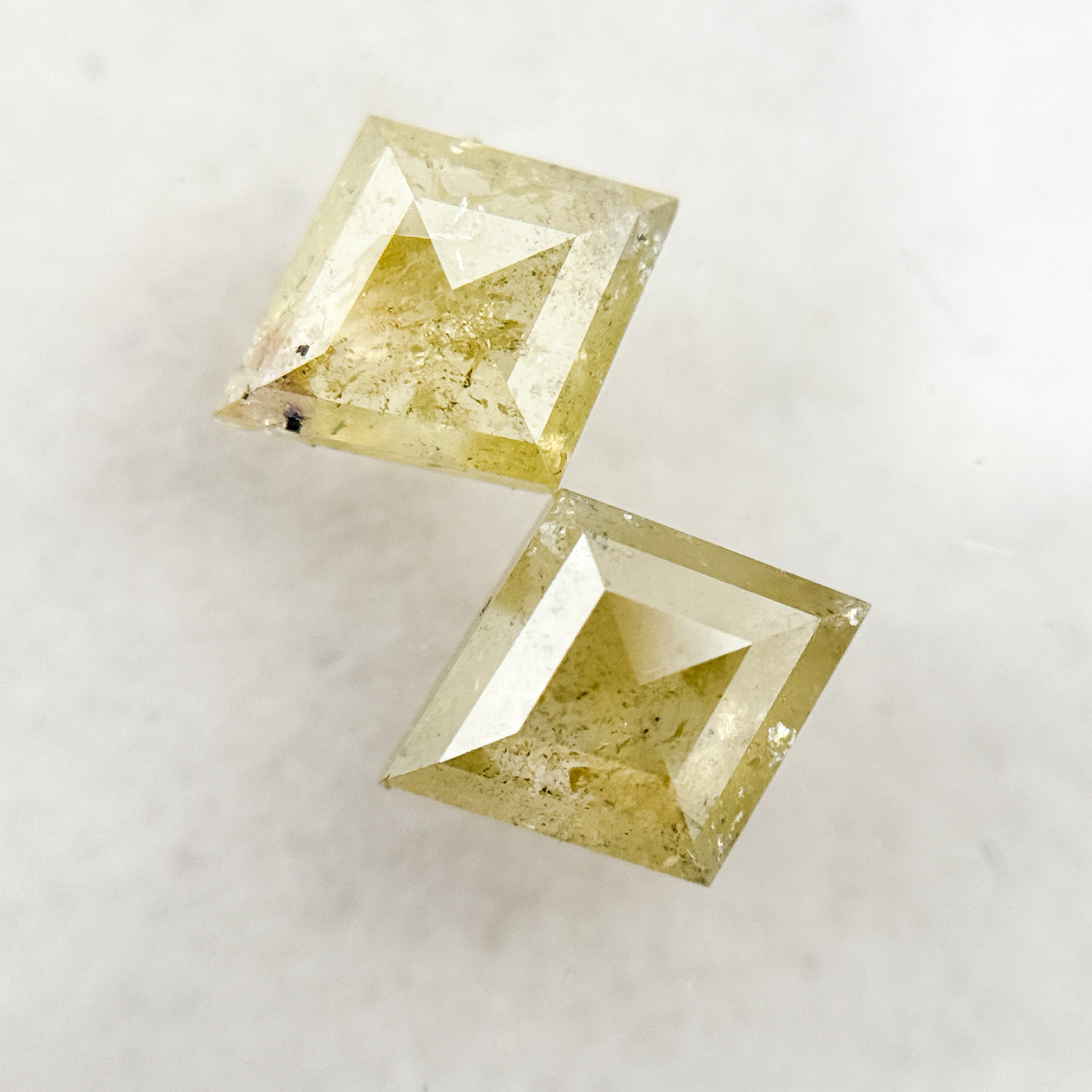 1.81 Ct Square Kite Rose Cut Yellow Natural Salt and Pepper Diamond