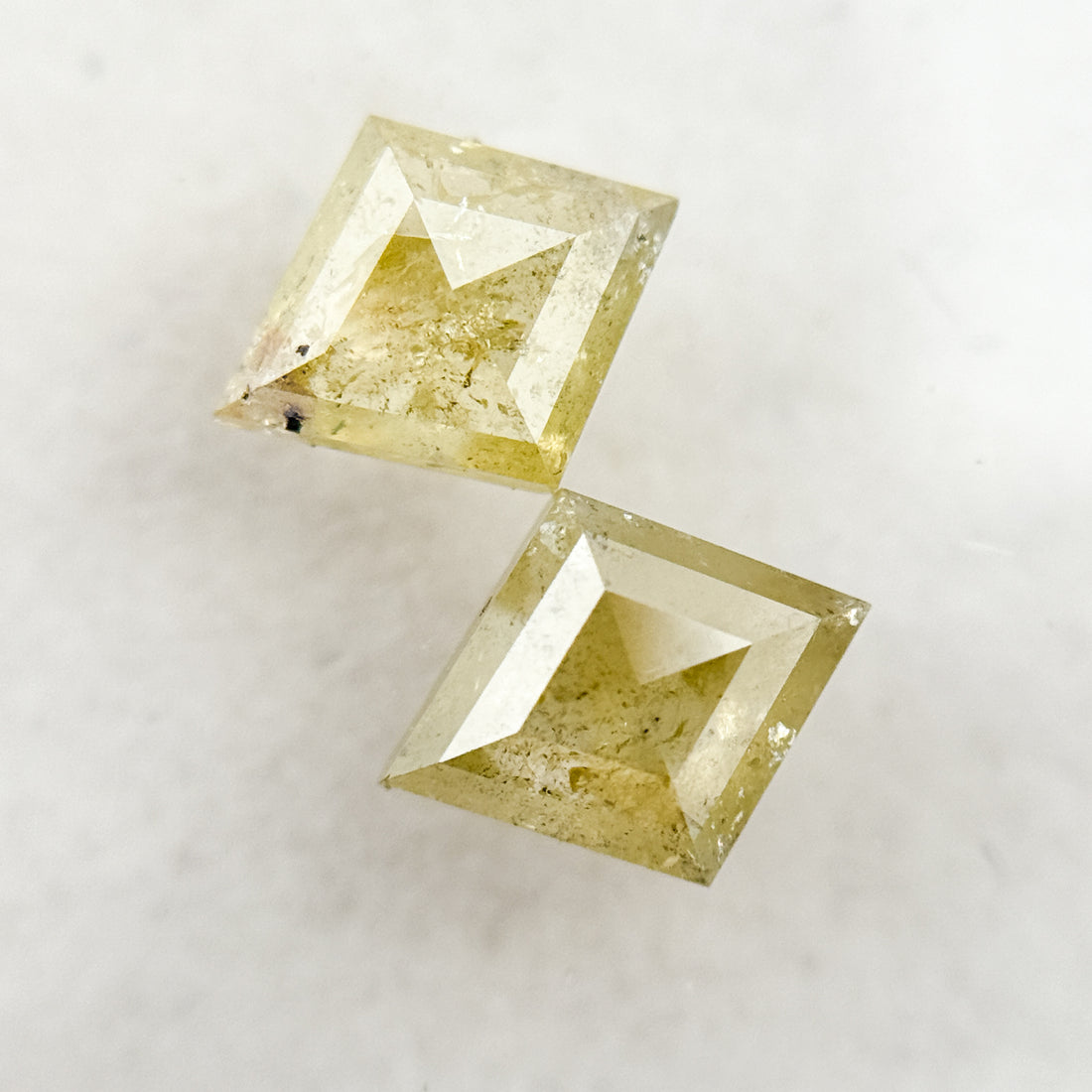 1.81 Ct Square Kite Rose Cut Yellow Natural Salt and Pepper Diamond