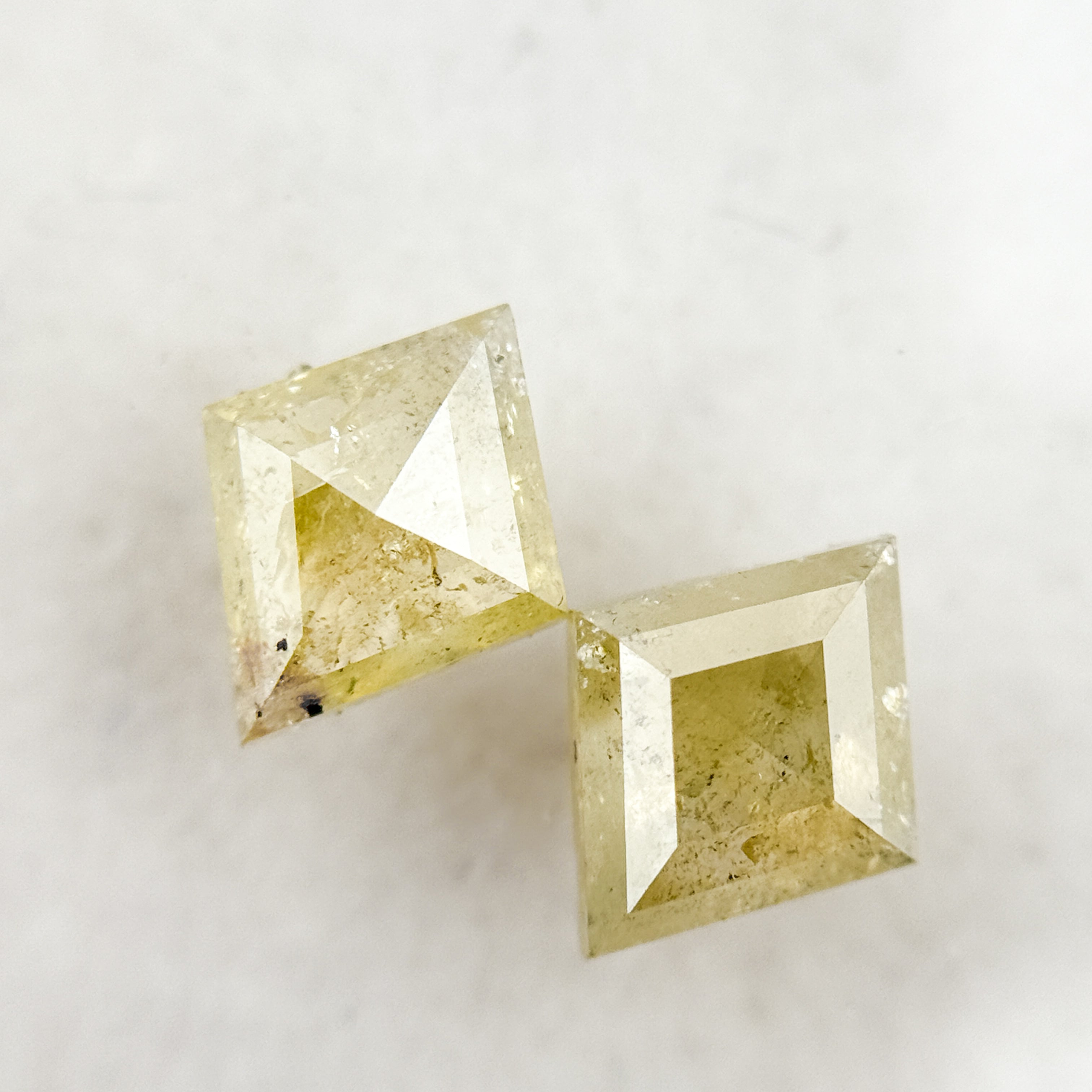 1.81 Ct Square Kite Rose Cut Yellow Natural Salt and Pepper Diamond