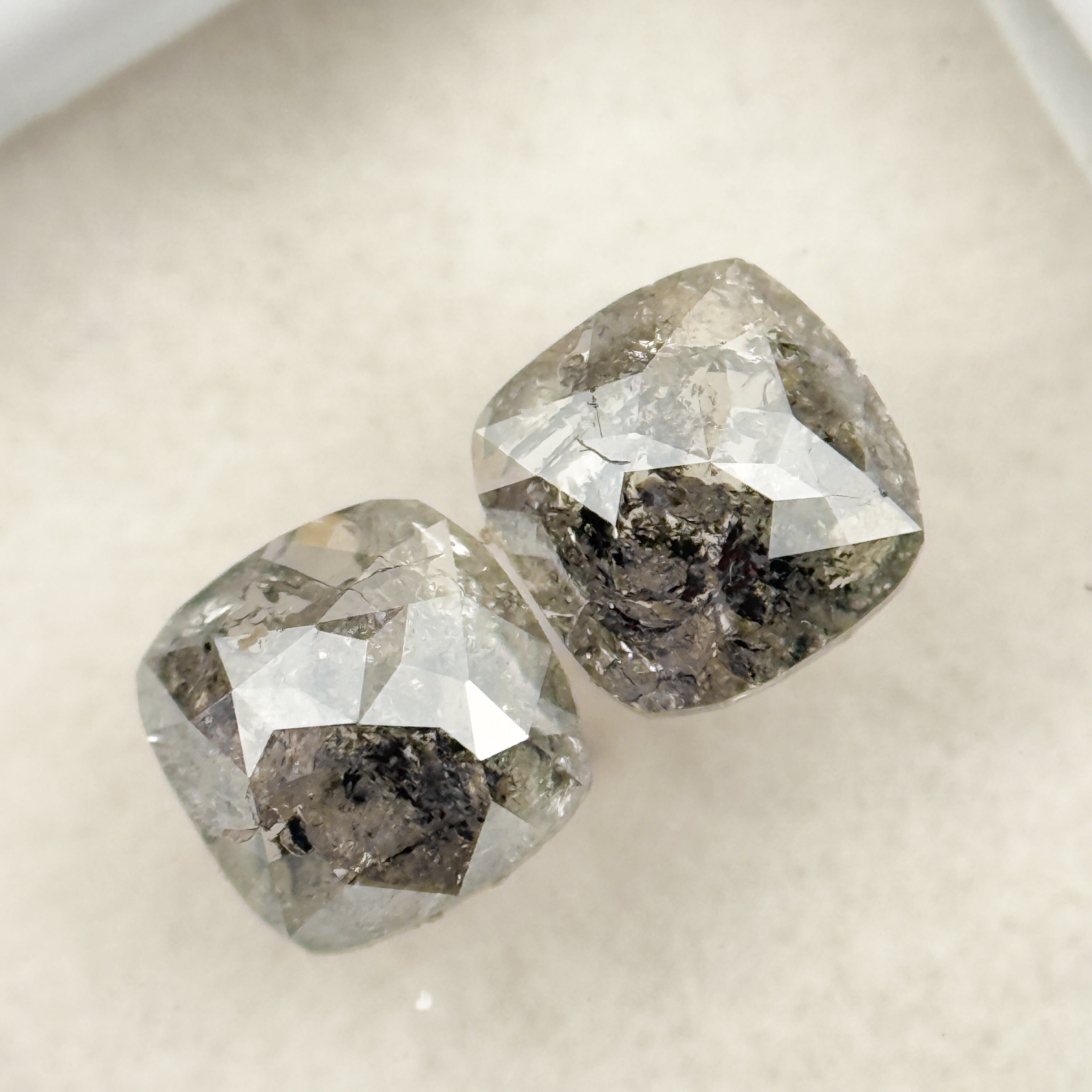 1.47 Ct Cushion Rose Cut Grey Natural Salt and Pepper Diamond