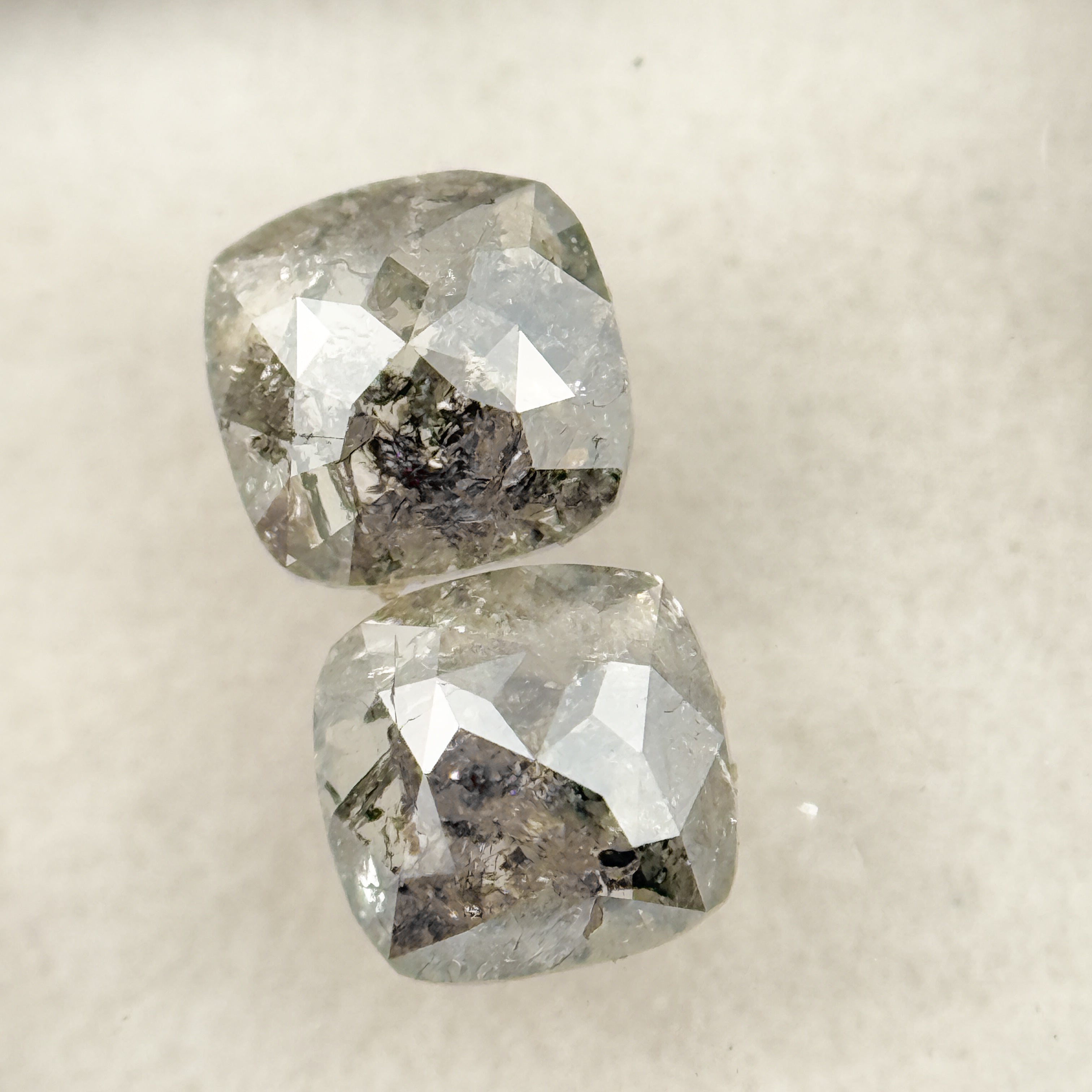 1.47 Ct Cushion Rose Cut Grey Natural Salt and Pepper Diamond