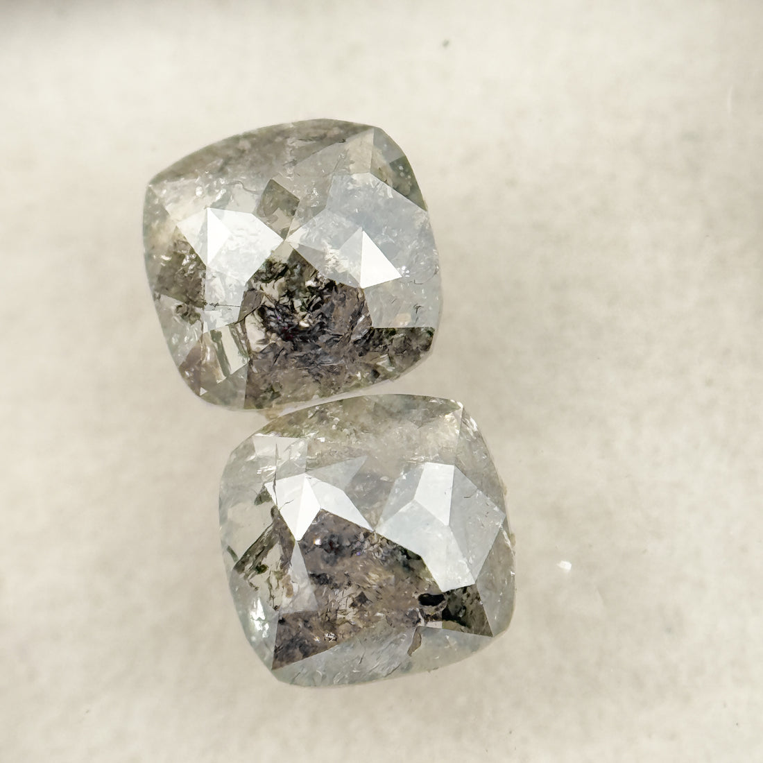 1.47 Ct Cushion Rose Cut Grey Natural Salt and Pepper Diamond