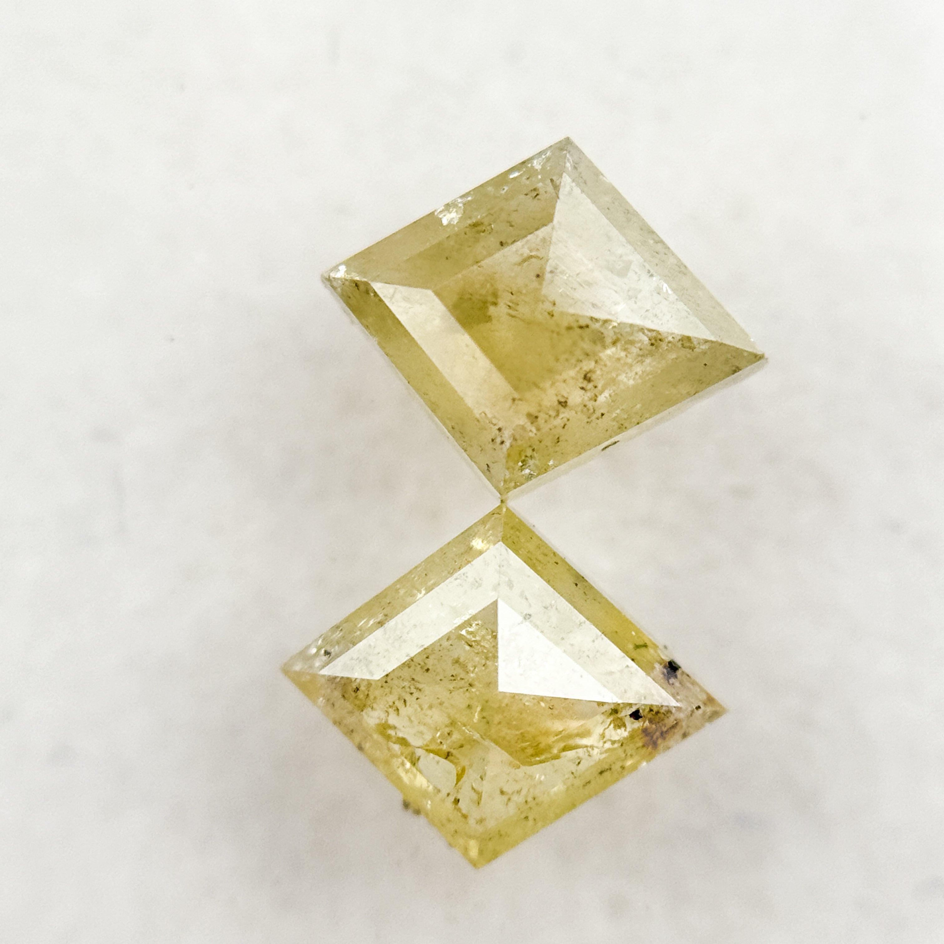 1.81 Ct Square Kite Rose Cut Yellow Natural Salt and Pepper Diamond