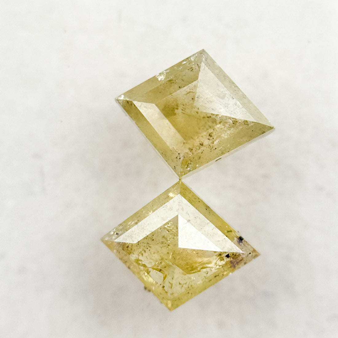 1.81 Ct Square Kite Rose Cut Yellow Natural Salt and Pepper Diamond