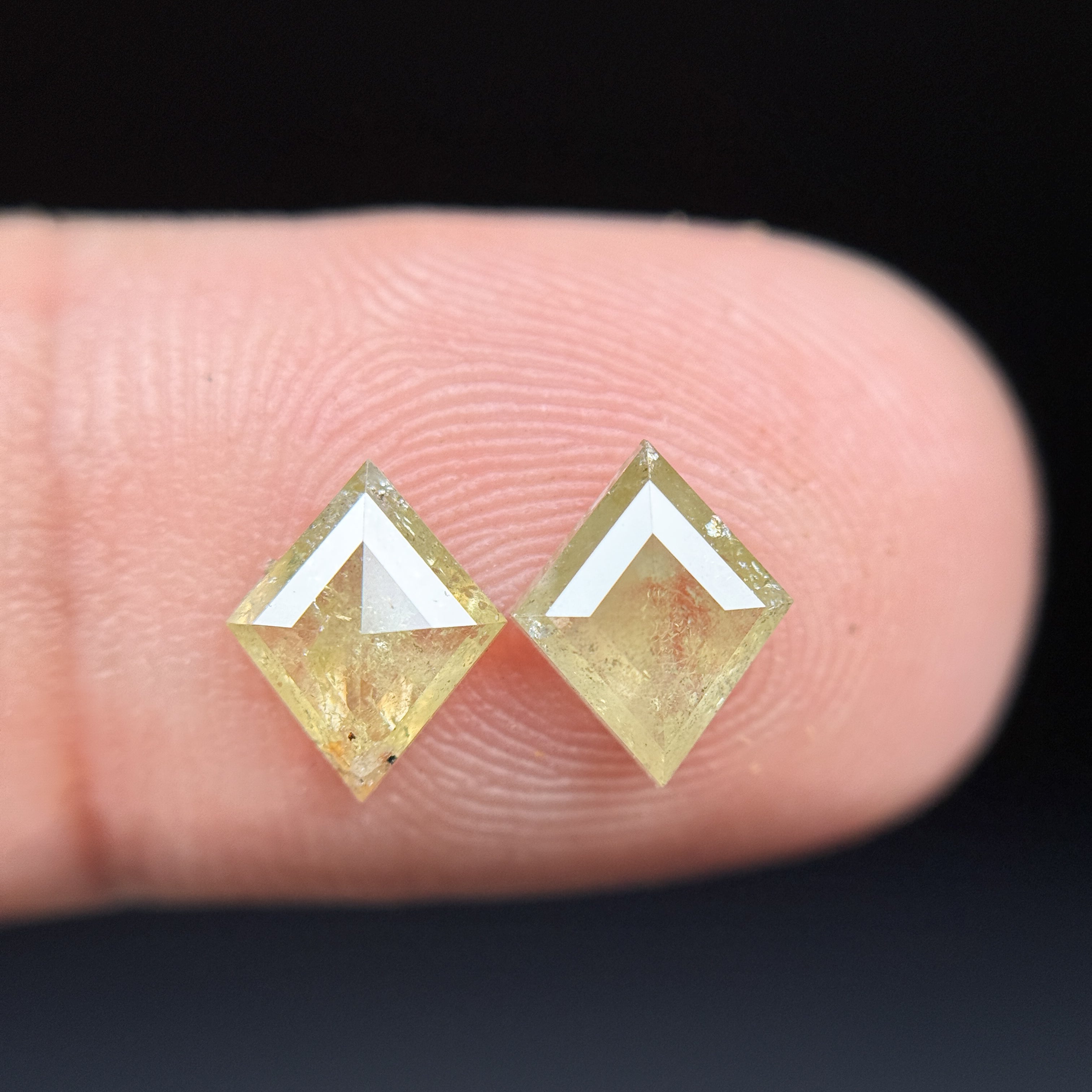 1.81 Ct Square Kite Rose Cut Yellow Natural Salt and Pepper Diamond