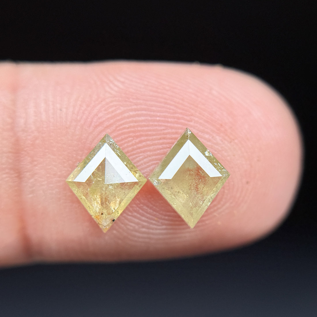 1.81 Ct Square Kite Rose Cut Yellow Natural Salt and Pepper Diamond