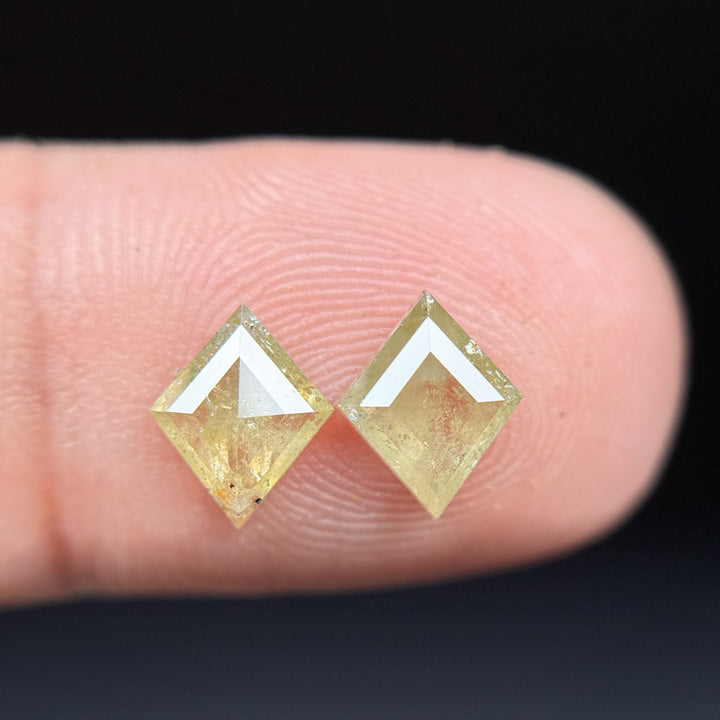1.81 Ct Square Kite Rose Cut Yellow Natural Salt and Pepper Diamond