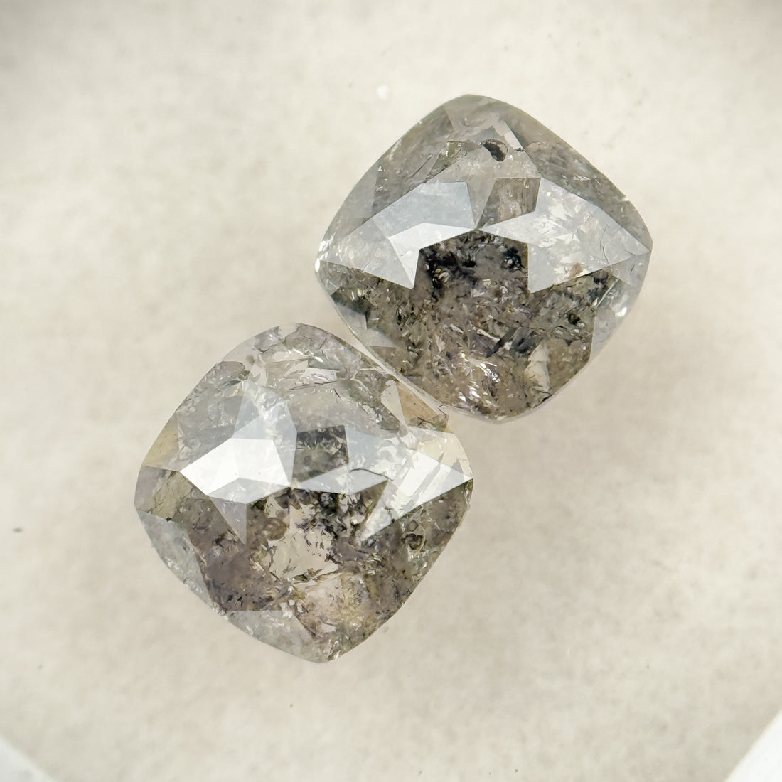1.47 Ct Cushion Rose Cut Grey Natural Salt and Pepper Diamond