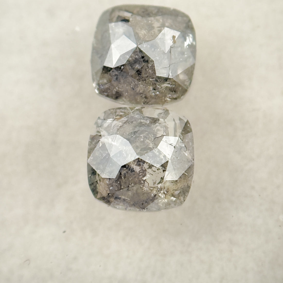 1.47 Ct Cushion Rose Cut Grey Natural Salt and Pepper Diamond