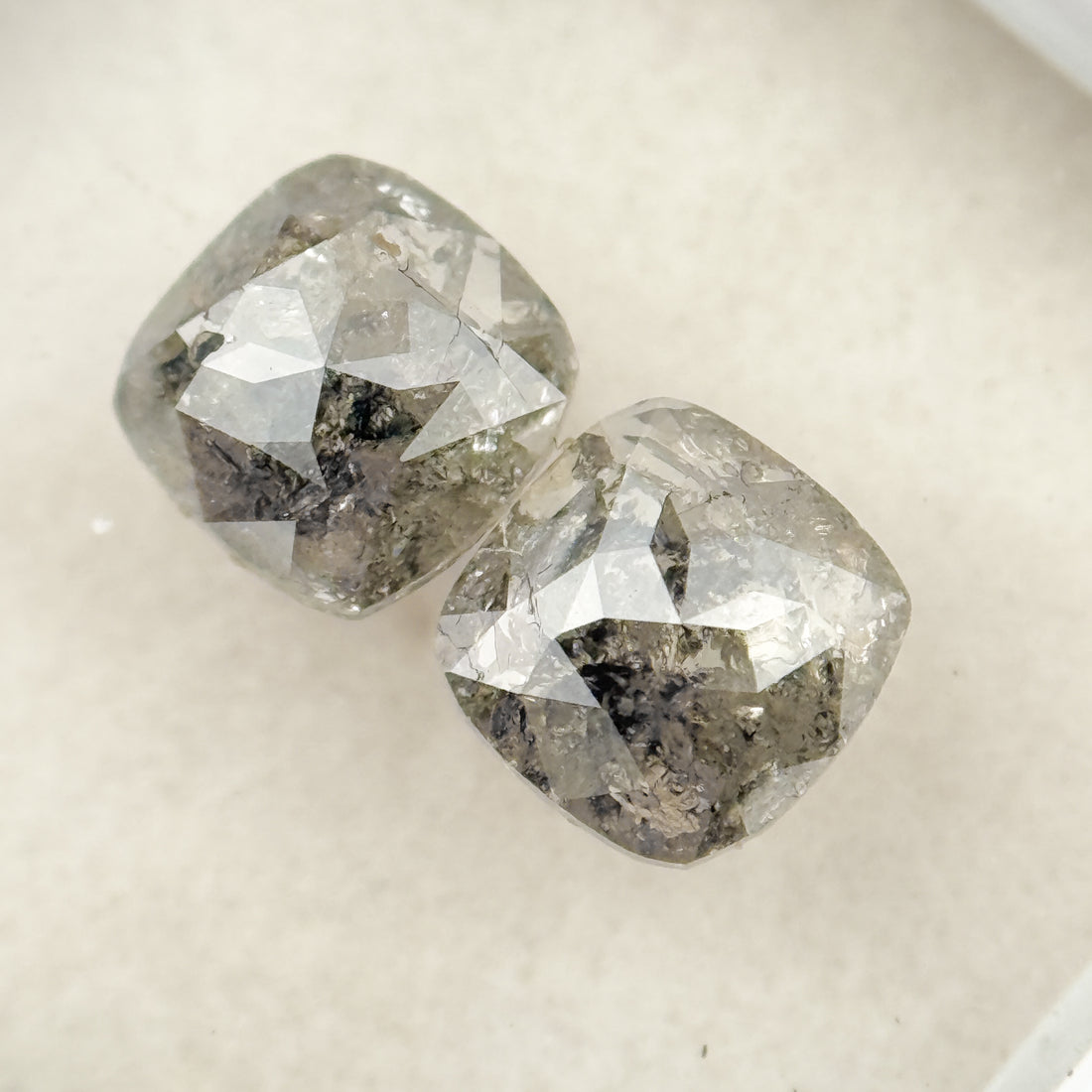 1.47 Ct Cushion Rose Cut Grey Natural Salt and Pepper Diamond