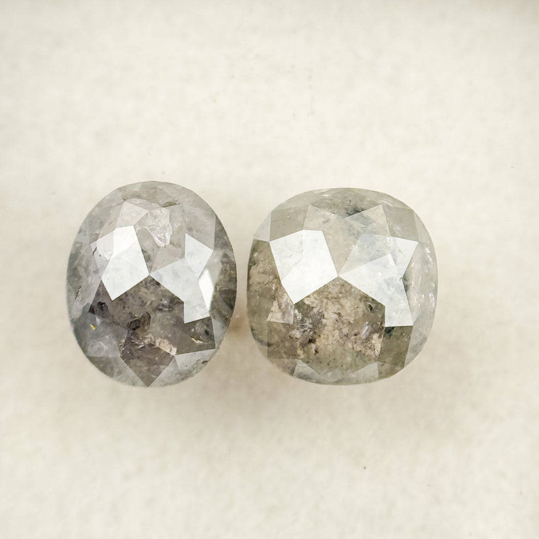 1.15 Ct Cushion Rose Cut Grey Natural Salt and Pepper Diamond