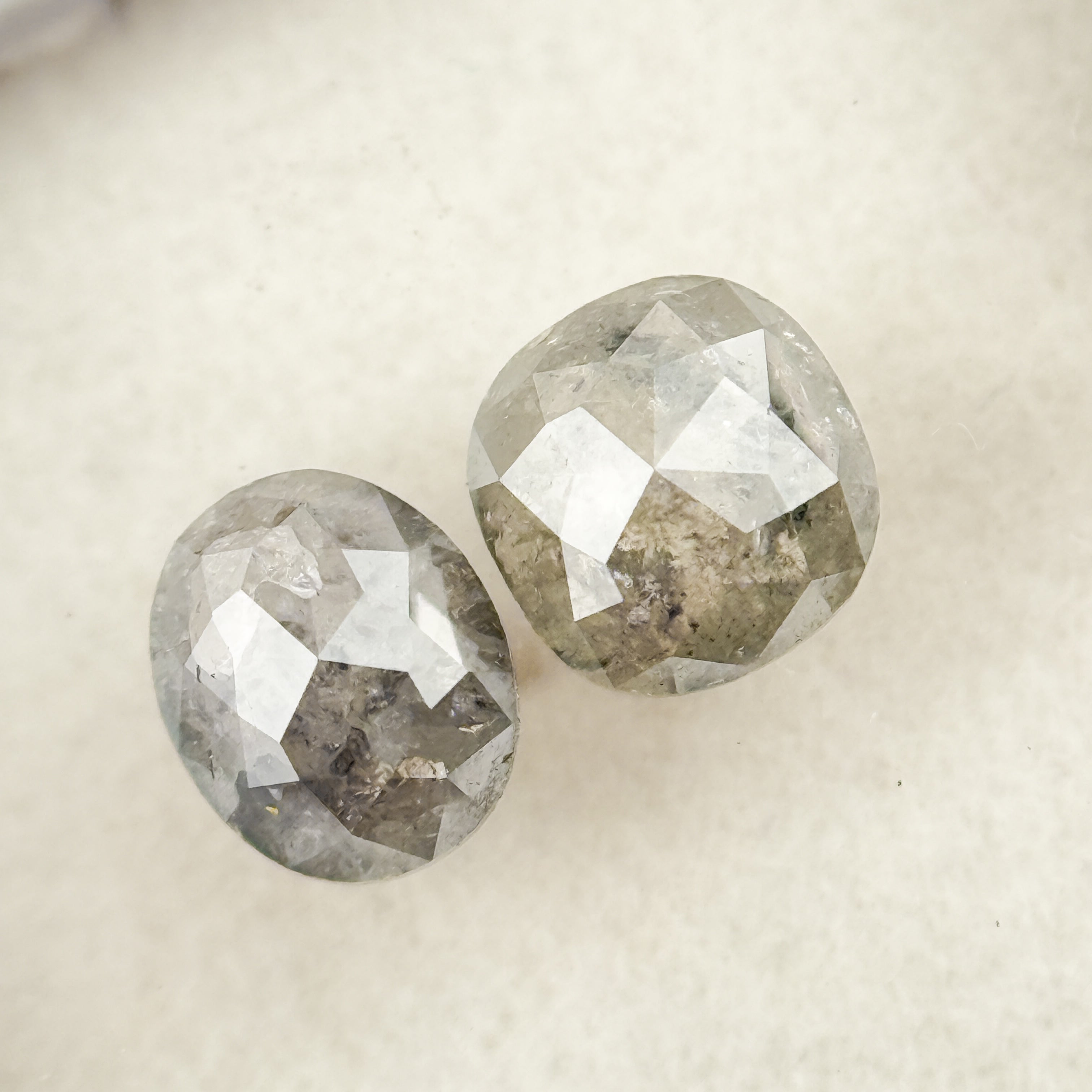 1.15 Ct Cushion Rose Cut Grey Natural Salt and Pepper Diamond