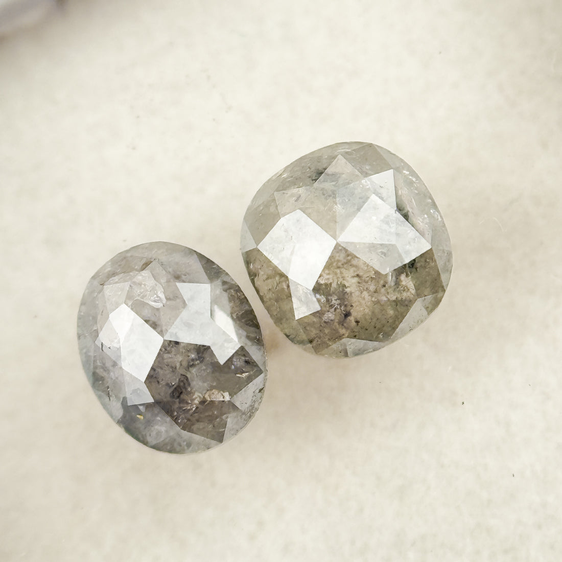 1.15 Ct Cushion Rose Cut Grey Natural Salt and Pepper Diamond