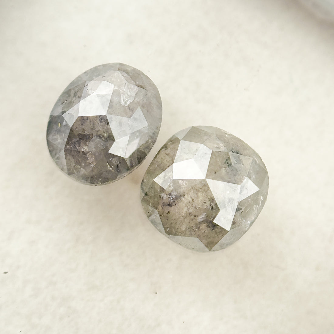 1.15 Ct Cushion Rose Cut Grey Natural Salt and Pepper Diamond
