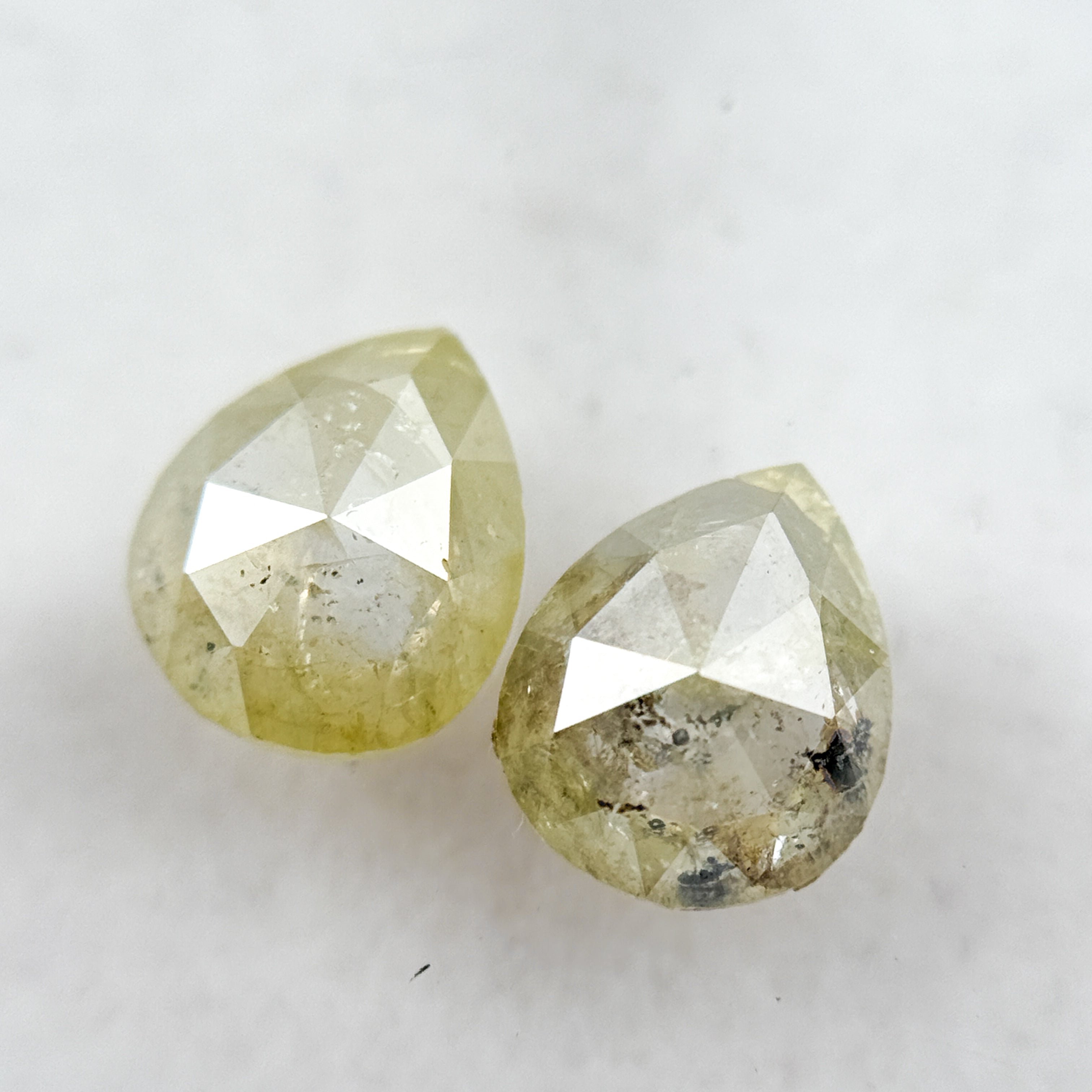 1.41 Ct Pear Rose Cut Yellow Natural Salt and Pepper Diamond