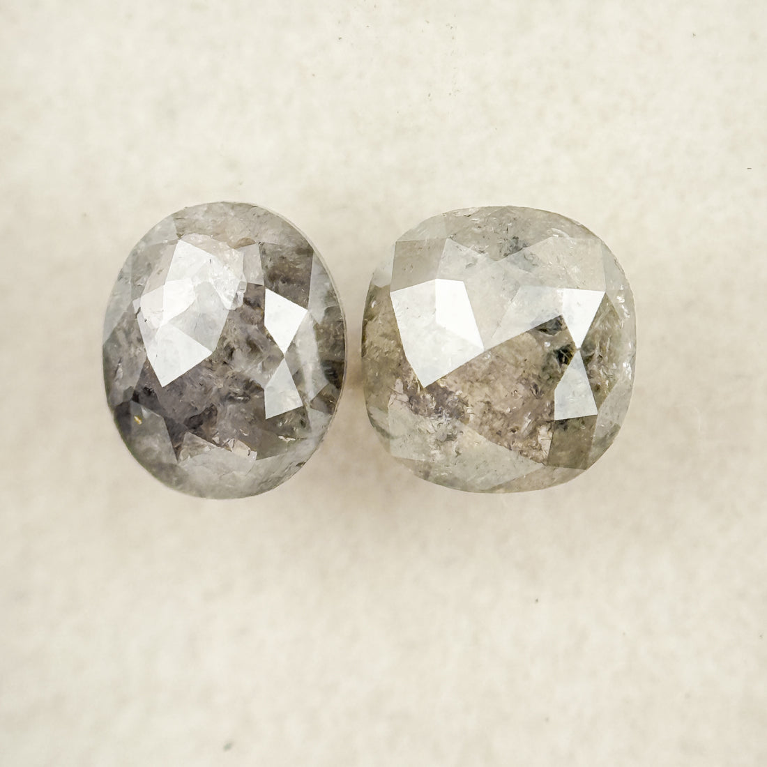 1.15 Ct Cushion Rose Cut Grey Natural Salt and Pepper Diamond