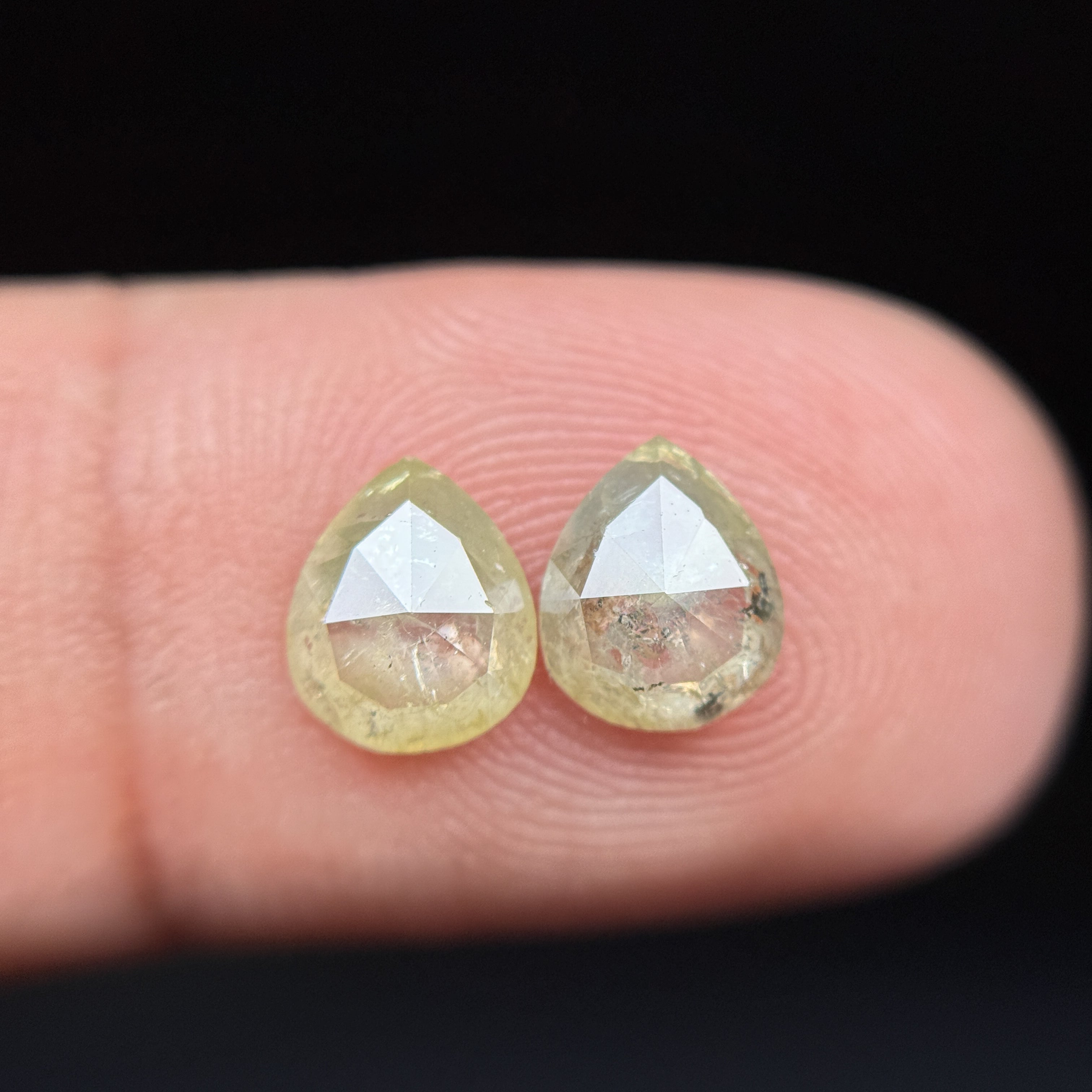 1.41 Ct Pear Rose Cut Yellow Natural Salt and Pepper Diamond