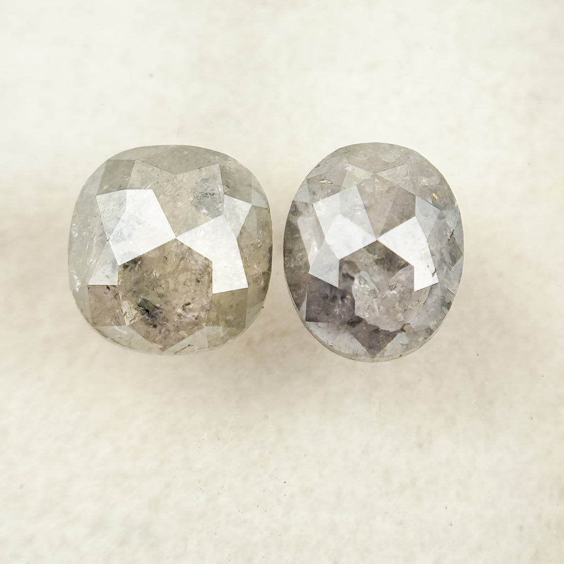 1.15 Ct Cushion Rose Cut Grey Natural Salt and Pepper Diamond