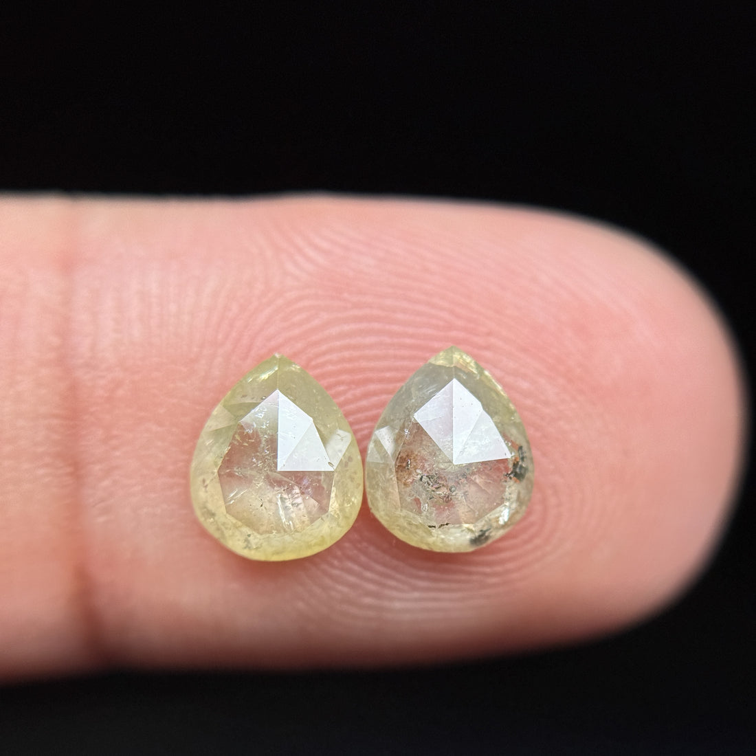 1.41 Ct Pear Rose Cut Yellow Natural Salt and Pepper Diamond
