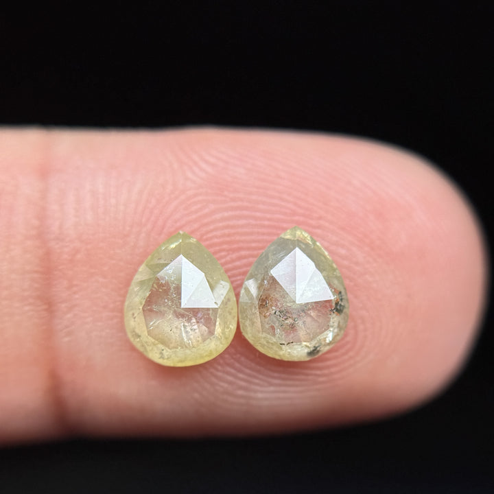 1.41 Ct Pear Rose Cut Yellow Natural Salt and Pepper Diamond