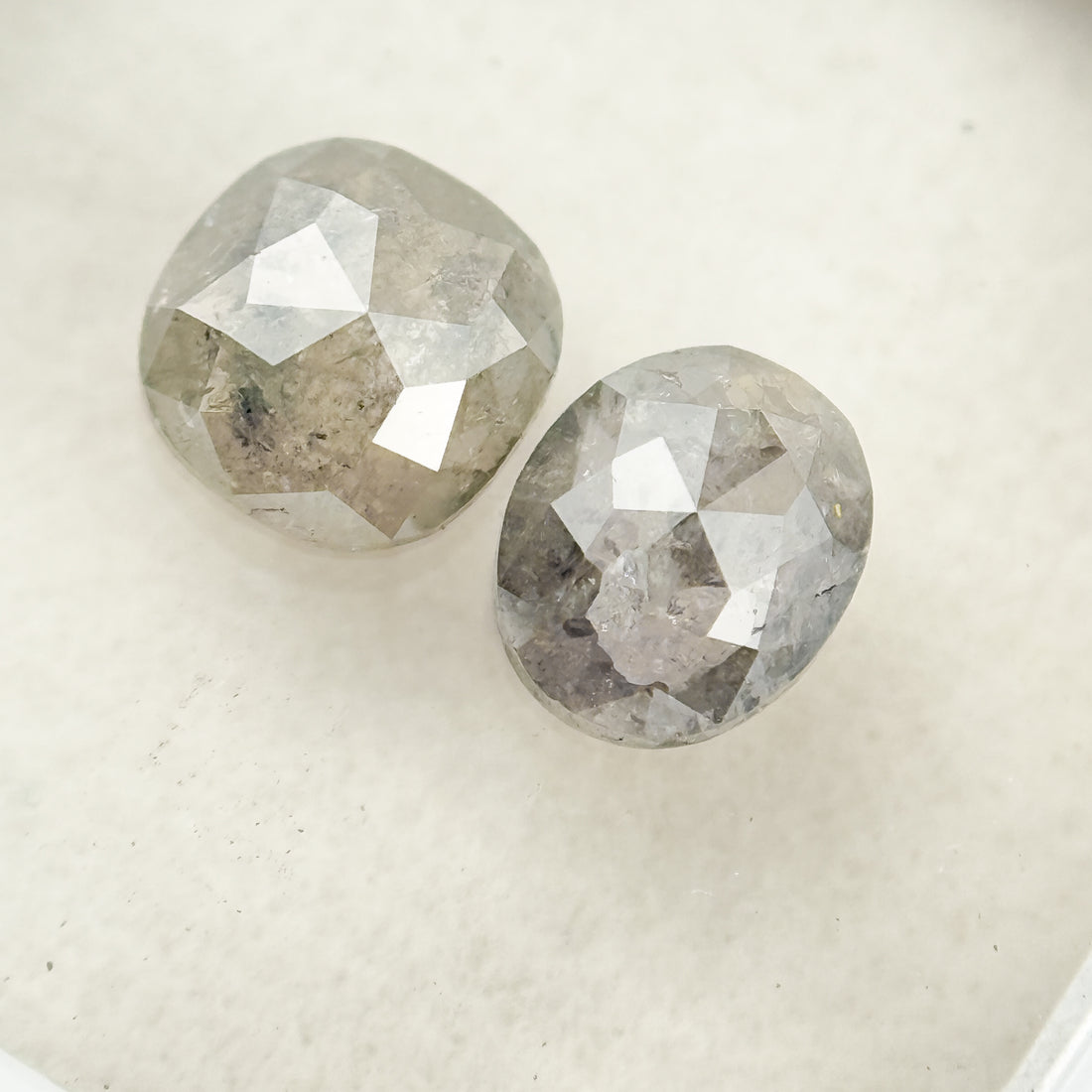 1.15 Ct Cushion Rose Cut Grey Natural Salt and Pepper Diamond