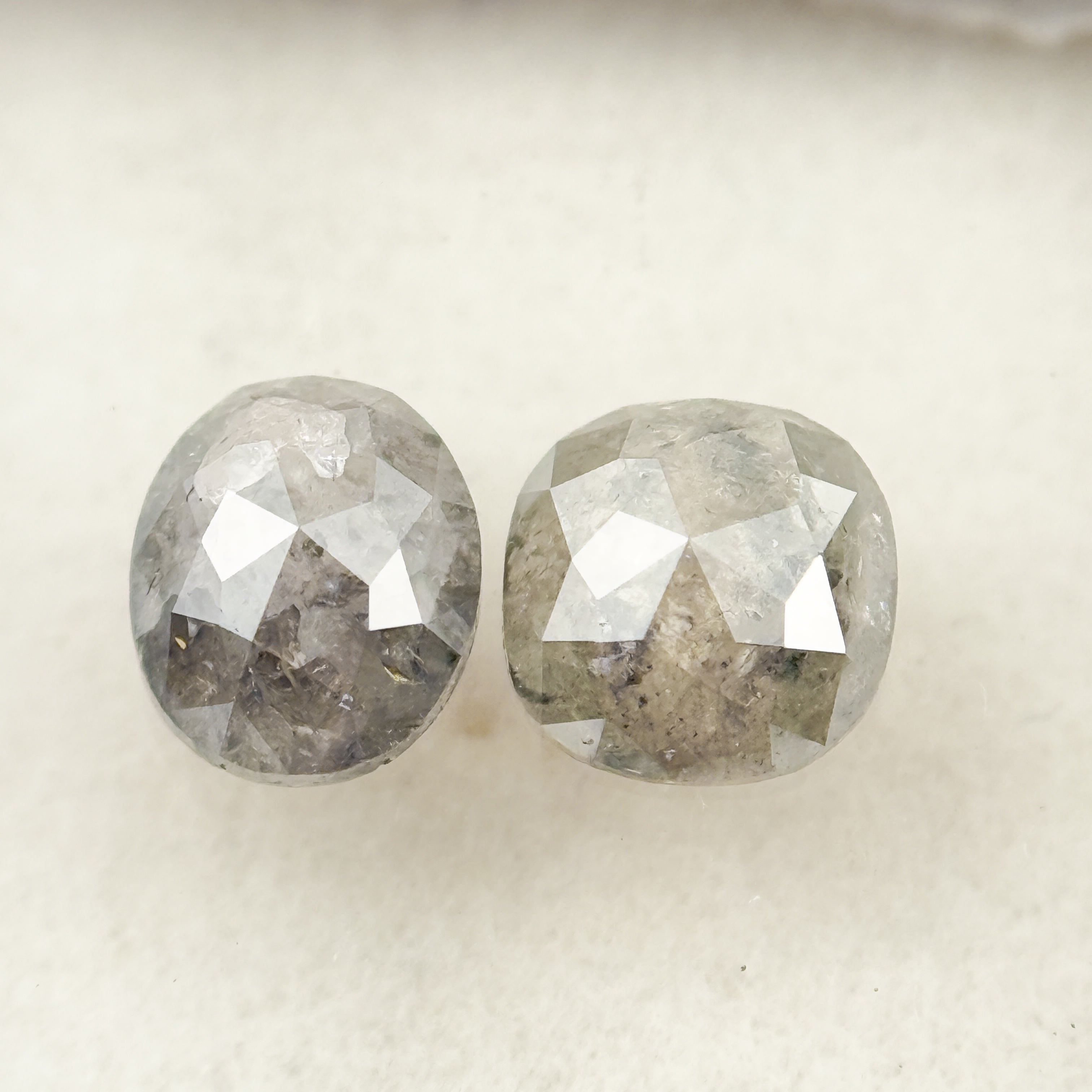 1.15 Ct Cushion Rose Cut Grey Natural Salt and Pepper Diamond