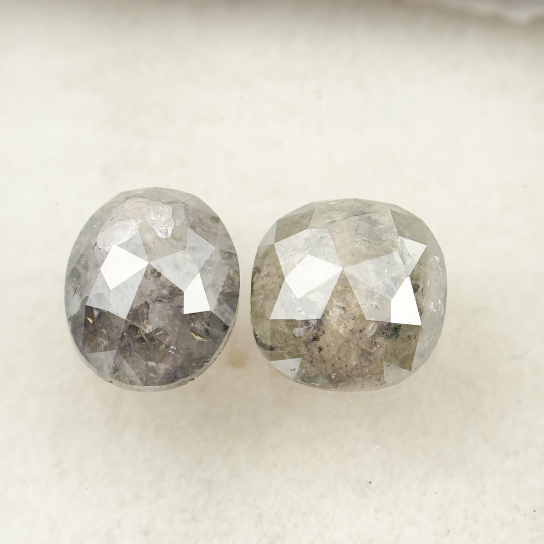 1.15 Ct Cushion Rose Cut Grey Natural Salt and Pepper Diamond