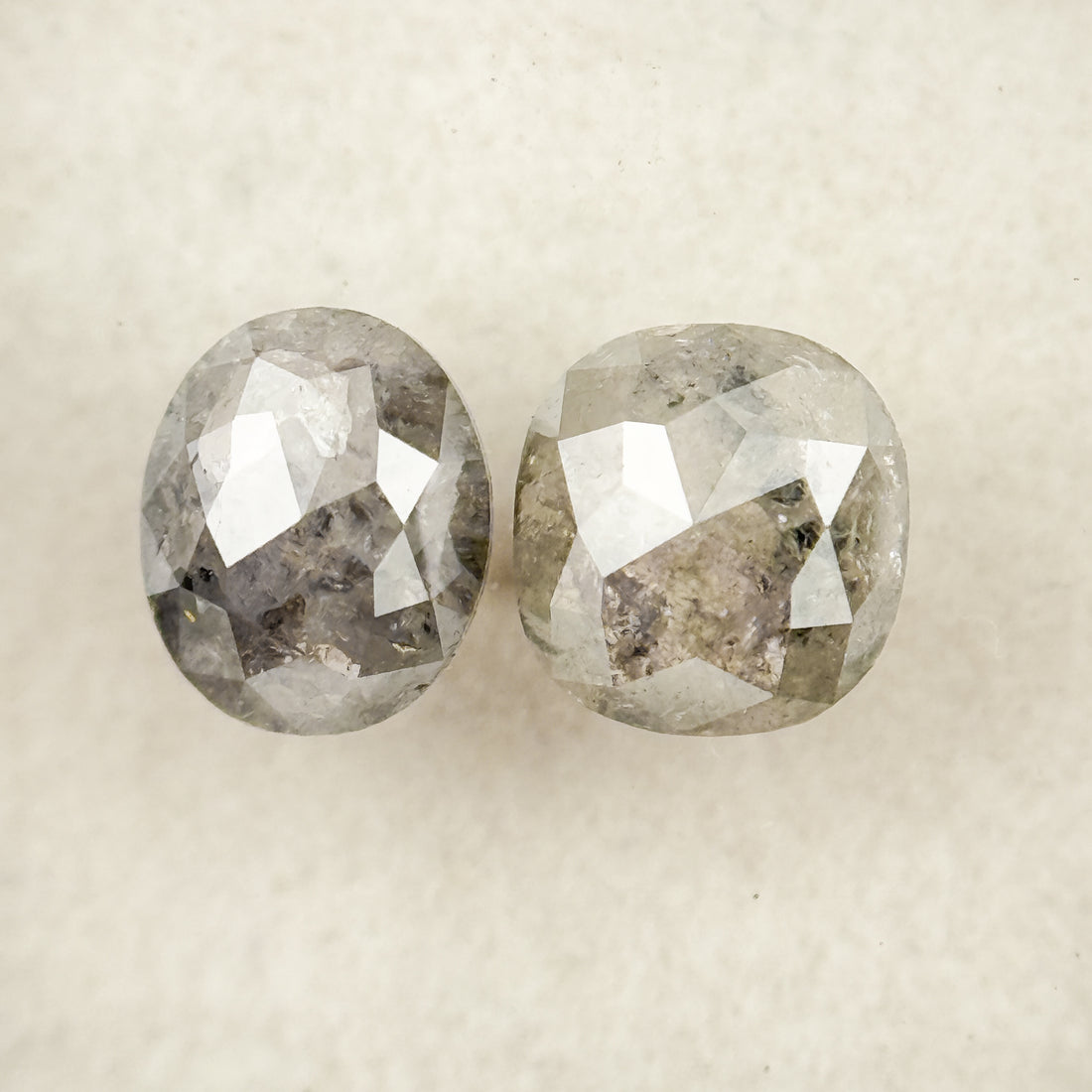1.15 Ct Cushion Rose Cut Grey Natural Salt and Pepper Diamond