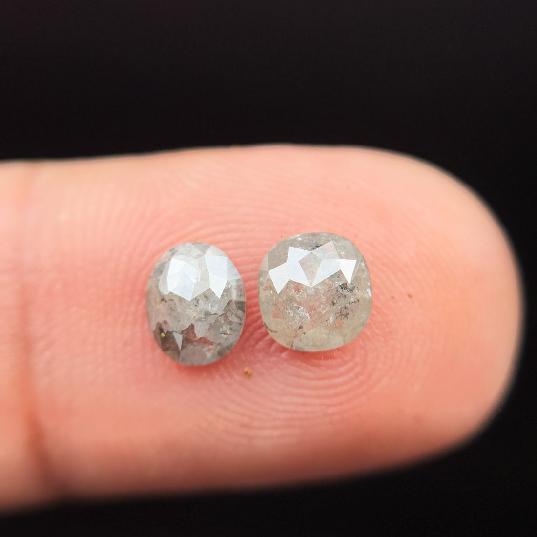 1.15 Ct Cushion Rose Cut Grey Natural Salt and Pepper Diamond