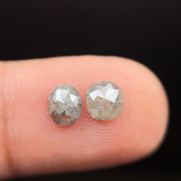 1.15 Ct Cushion Rose Cut Grey Natural Salt and Pepper Diamond