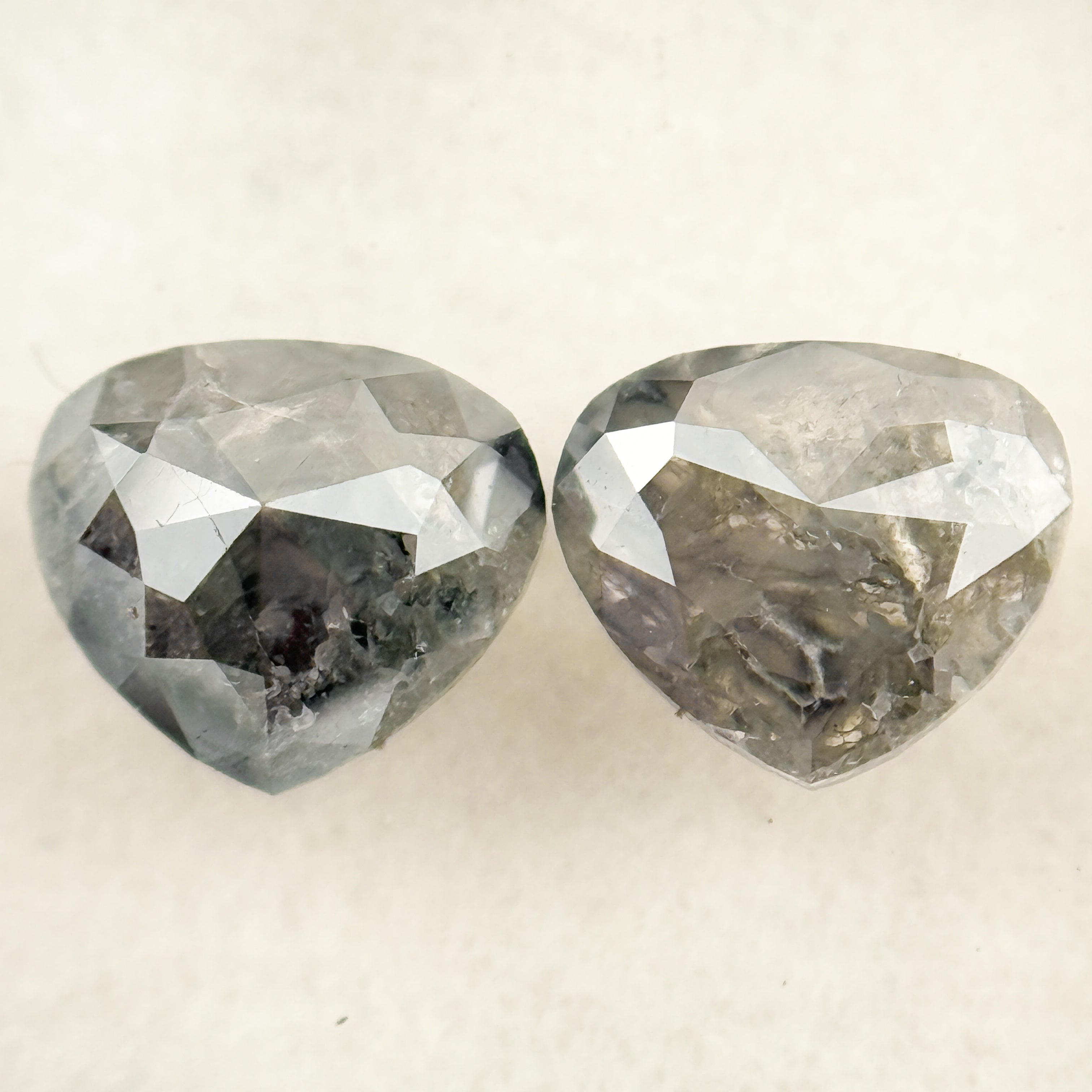 1.86 Ct Heart Rose Cut Grey Natural Salt and Pepper Diamond