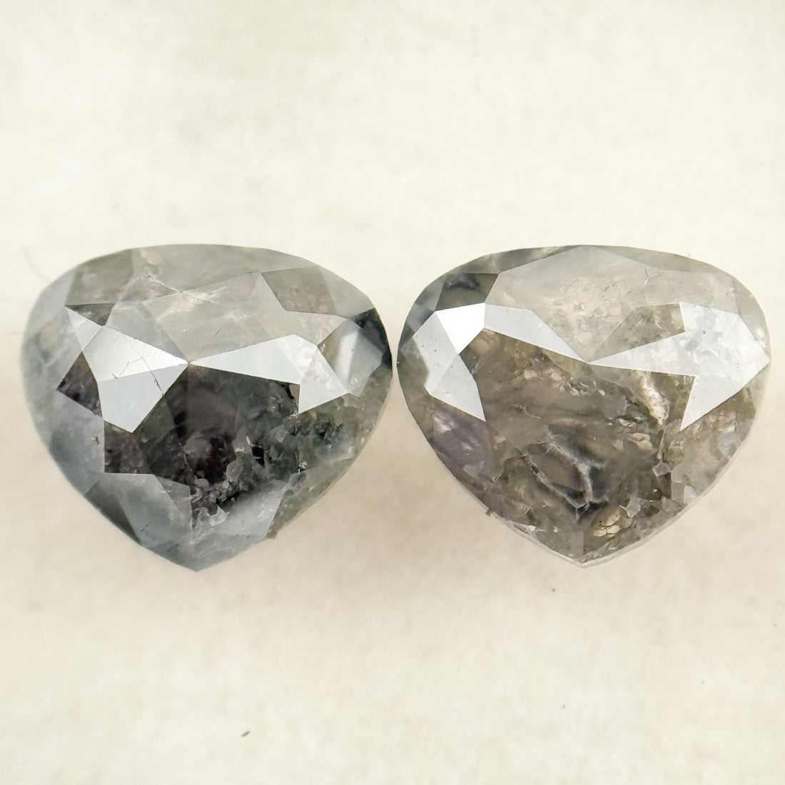 1.86 Ct Heart Rose Cut Grey Natural Salt and Pepper Diamond