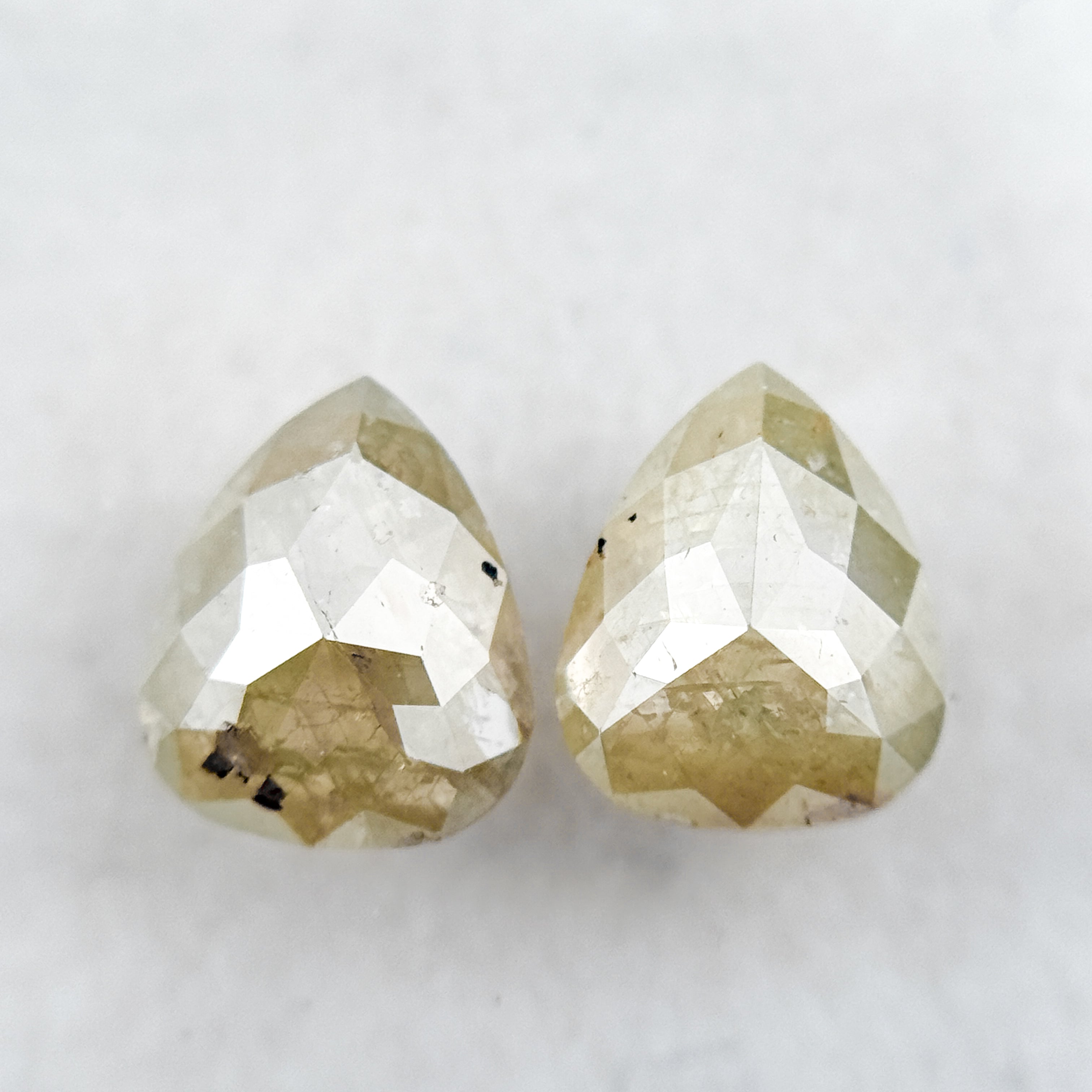 1.57 Ct Pear Rose Cut Yellow Natural Galaxy Diamond Pair