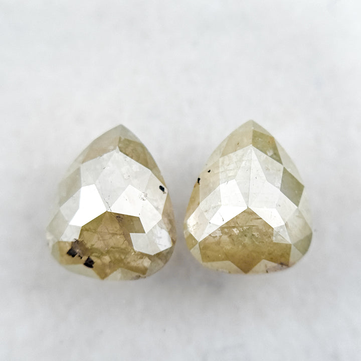 1.57 Ct Pear Rose Cut Yellow Natural Galaxy Diamond Pair