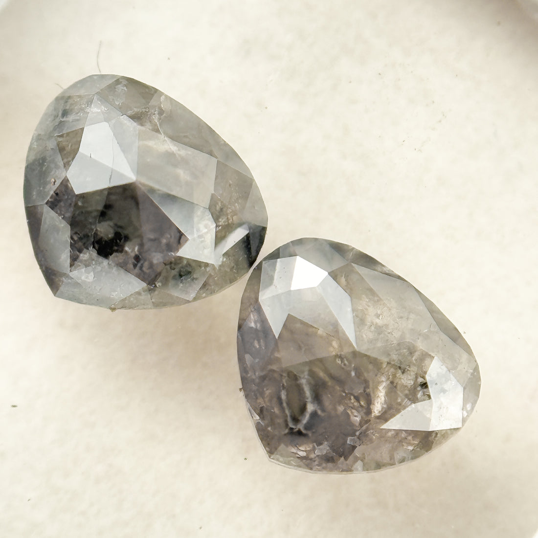 1.86 Ct Heart Rose Cut Grey Natural Salt and Pepper Diamond