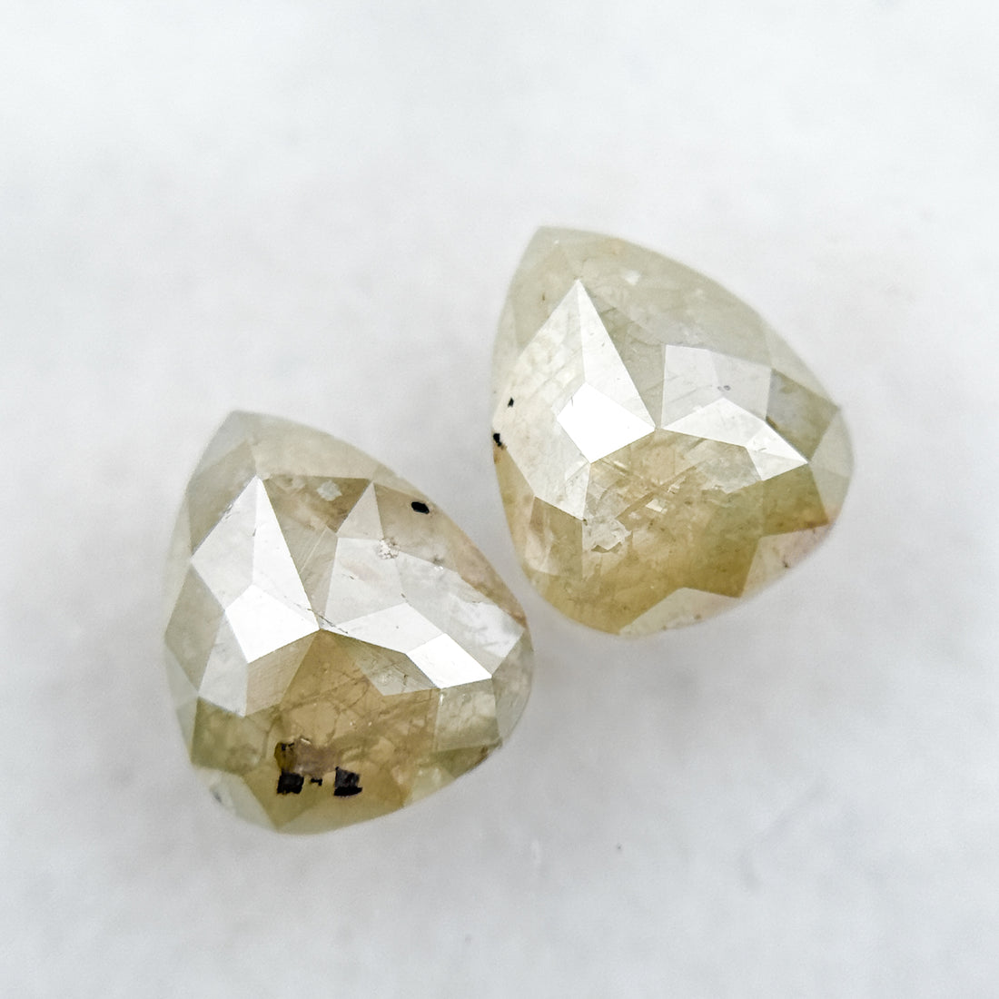 1.57 Ct Pear Rose Cut Yellow Natural Galaxy Diamond Pair