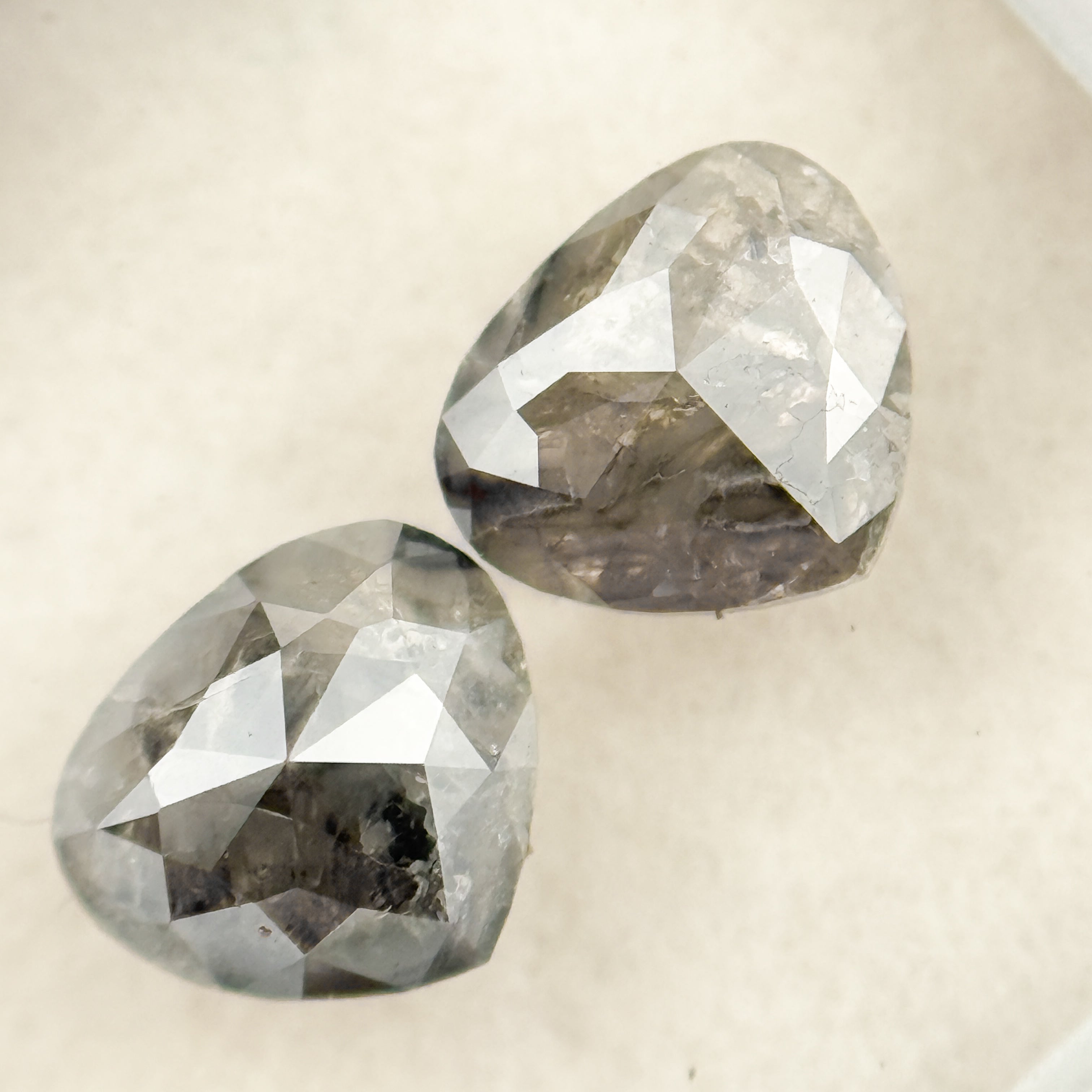 1.86 Ct Heart Rose Cut Grey Natural Salt and Pepper Diamond