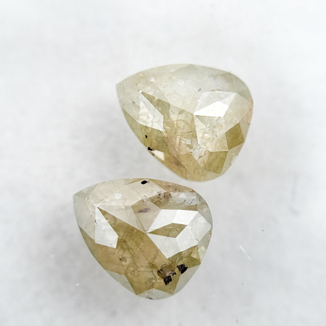 1.57 Ct Pear Rose Cut Yellow Natural Galaxy Diamond Pair