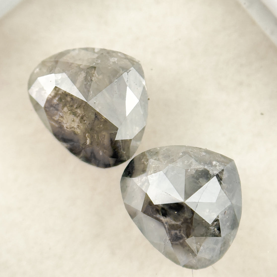 1.86 Ct Heart Rose Cut Grey Natural Salt and Pepper Diamond