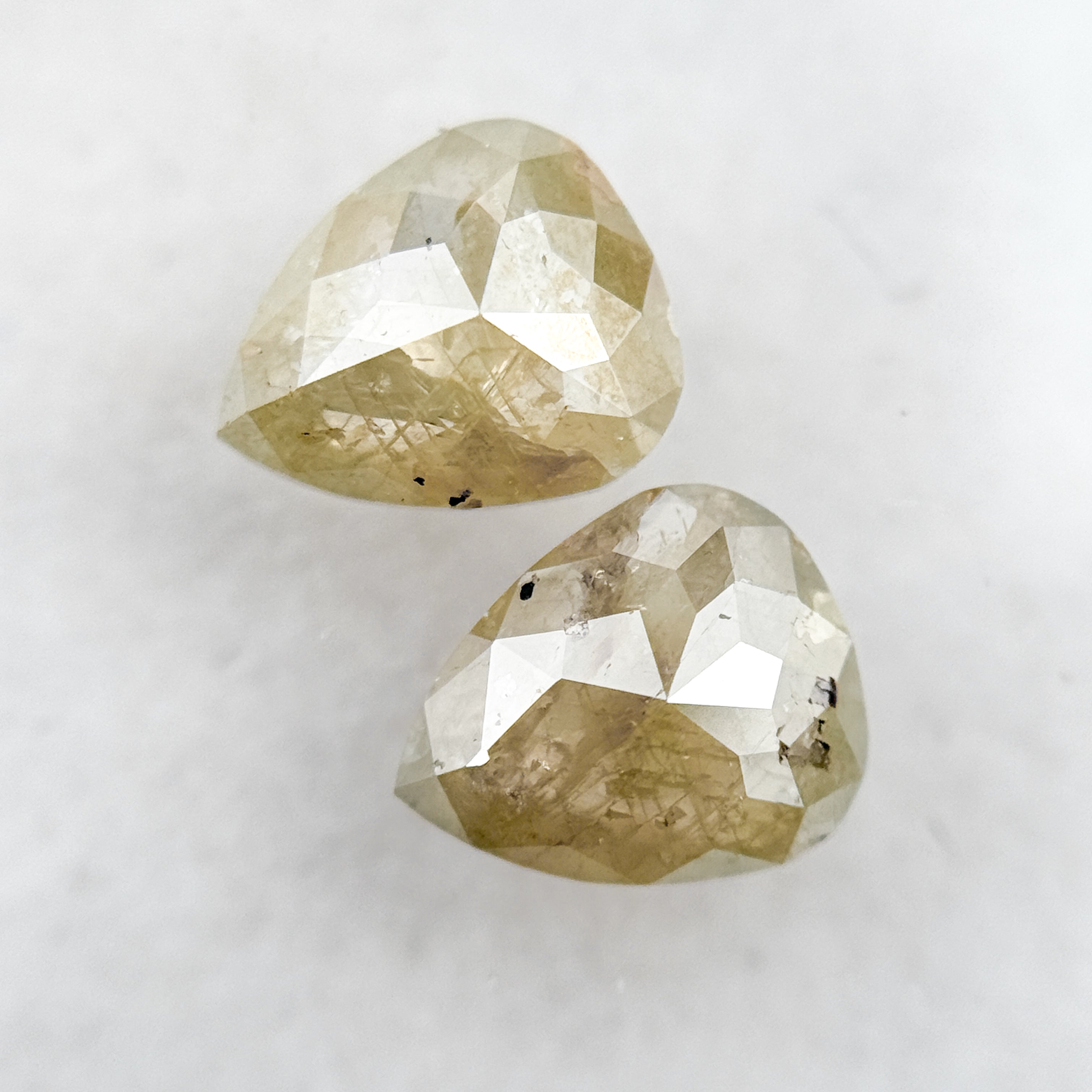 1.57 Ct Pear Rose Cut Yellow Natural Galaxy Diamond Pair